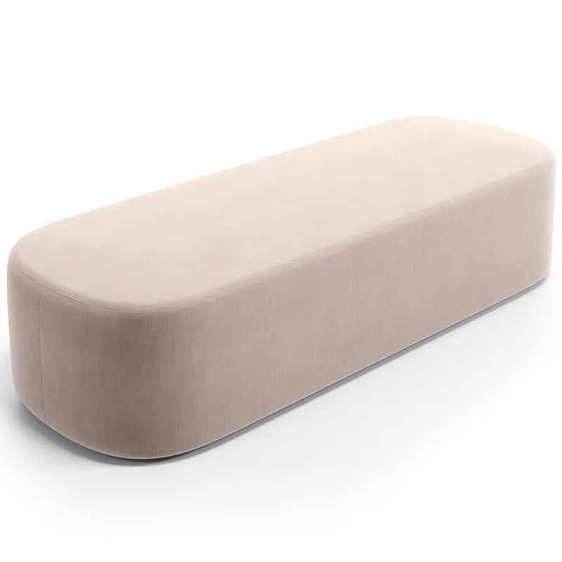 Puff Decorativo Orgânico para Living Quarto 140cm Doha W01 Suede Bege - Lyam Decor - Lyam Decor