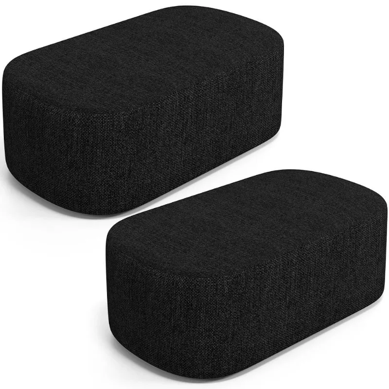 Kit 02 Puffs Decorativos Orgânico para Living Quarto 100cm Doha W01 Linho Chumbo - Lyam Decor