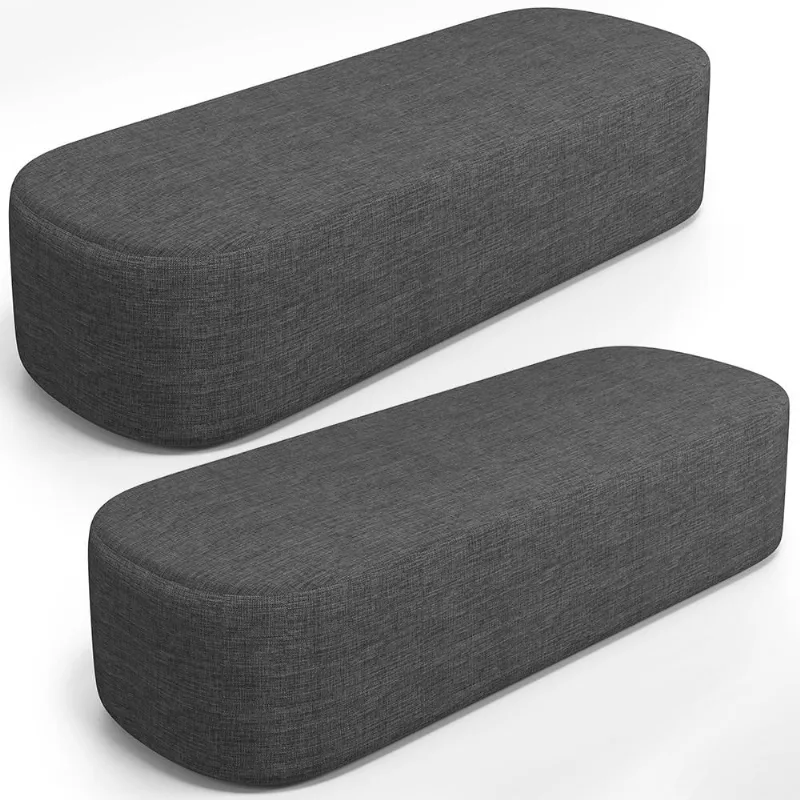 Kit 02 Puffs Decorativos Orgânico para Living Quarto 160cm Doha W01 Linho Cinza Escuro - Lyam Decor - Lyam Decor
