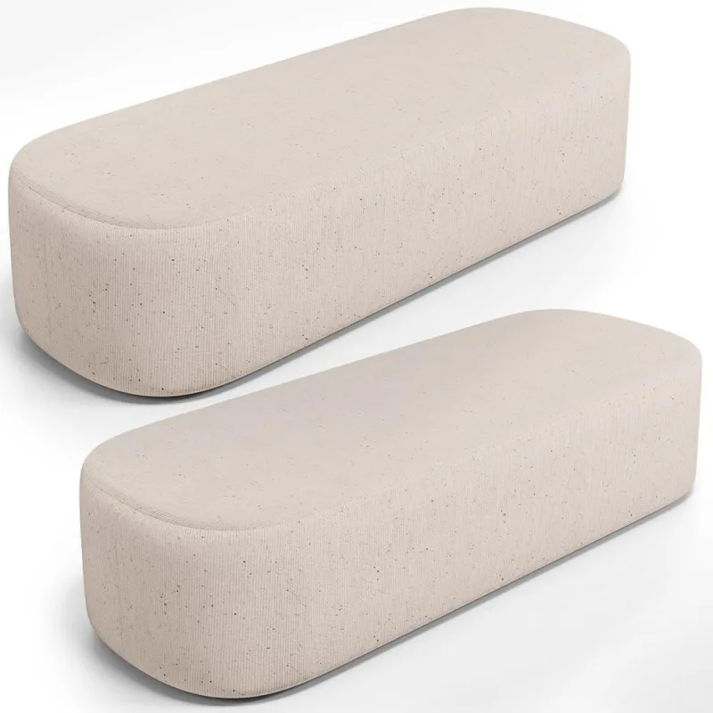 Kit 02 Puffs Decorativos Orgânico Para Living Quarto 160cm Doha W01 Linho Cru - Lyam Decor - Lyam Decor - Agro