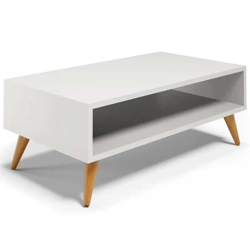 Mesa de Centro Para Sala de Estar Pés Palito Cannes L03 Branco - Lyam Decor - Lyam Decor - Móveis