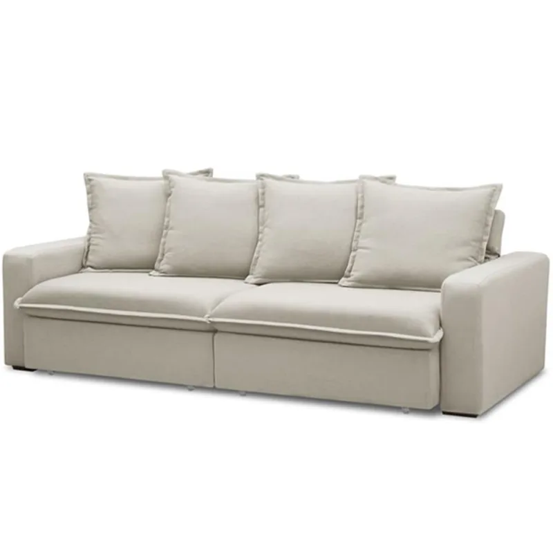 Sofá Retrátil Reclinável Para Sala de Estar Living 195cm Vêneto F04 Veludo Bege - Lyam Decor - Lyam Decor - Móveis