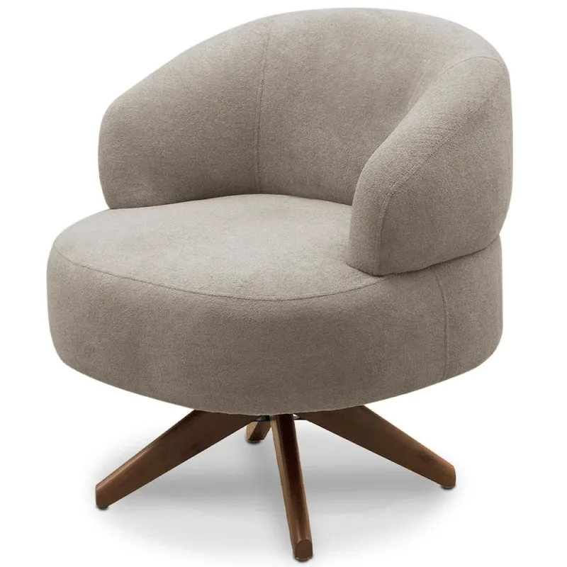 Poltrona Decorativa Giratória Sala de Estar Living Seven F04 Bouclê Castor - Lyam Decor - Lyam Decor - Móveis