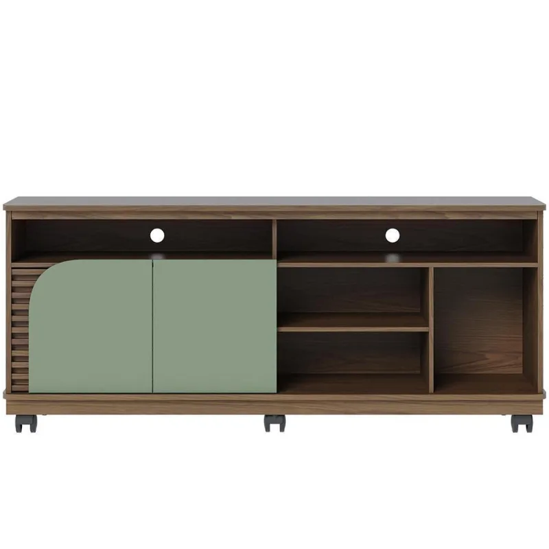 Rack Para Sala De Estar Tv 65 Pol Com Rodízios Laguna C04 Amêndoa Hortelã - Lyam Decor - Não Informado - Móveis