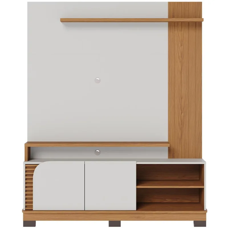 Estante Painel Para TV 65 Pol 152cm Mayer C04 Off White Matte Freijó - Lyam Decor - Lyam Decor - Móveis