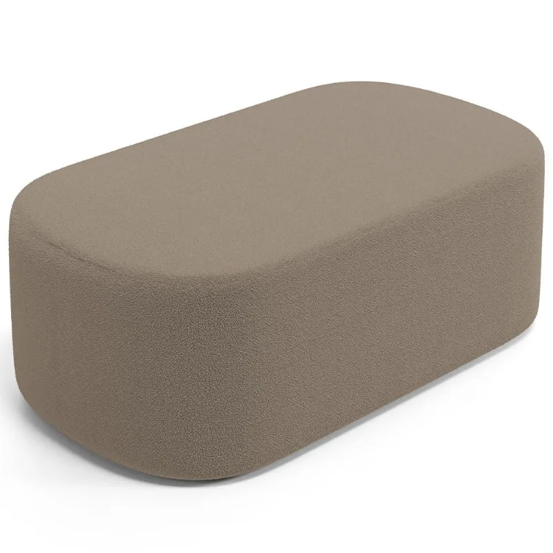 Puff Decorativo Orgânico Para Living Quarto 100cm Doha W01 Bouclê Bege - Lyam Decor - Lyam Decor