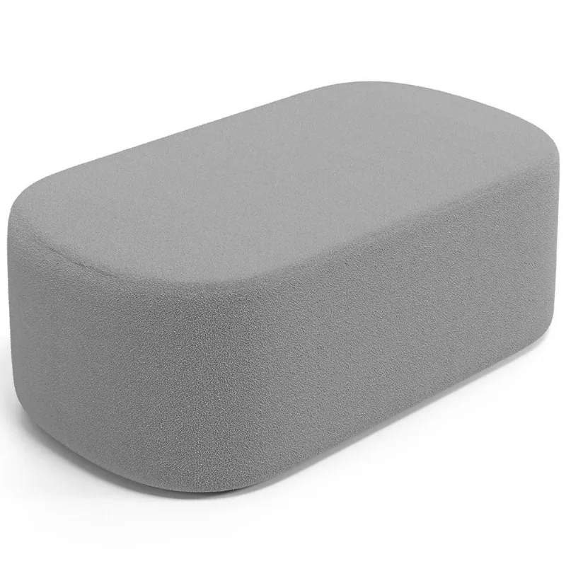 Puff Decorativo Orgânico Para Living Quarto 100cm Doha W01 Bouclê Cinza - Lyam Decor - Lyam Decor