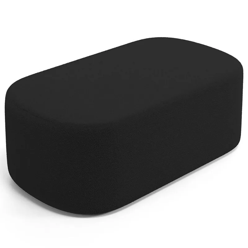 Puff Decorativo Orgânico Para Living Quarto 100cm Doha W01 Bouclê Preto - Lyam Decor - Lyam Decor