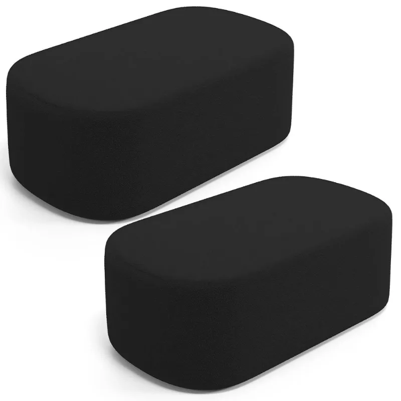 Kit 02 Puffs Decorativos Orgânicos Para Living Quarto 100cm Doha W01 Bouclê Preto - Lyam Decor - Lyam Decor