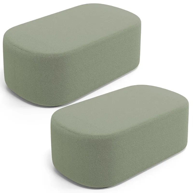 Kit 02 Puffs Decorativos Orgânicos Para Living Quarto 100cm Doha W01 Bouclê Oliva - Lyam Decor - Lyam Decor