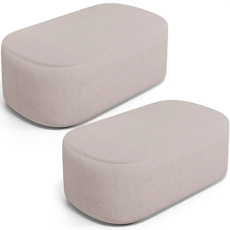 Kit 02 Puffs Decorativos Orgânicos Para Living Quarto 100cm Doha W01 Linho Bege - Lyam Decor - Lyam Decor