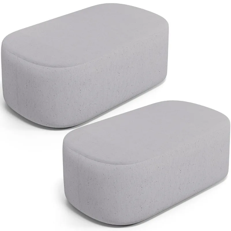 Kit 02 Puffs Decorativos Orgânicos Para Living Quarto 100cm Doha W01 Linho Cinza - Lyam Decor - Lyam Decor