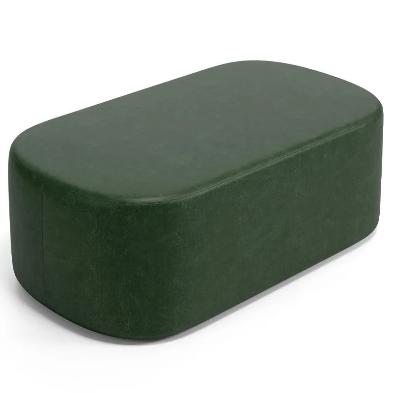 Puff Decorativo Orgânico Para Living Quarto 100cm Doha W01 Couríssimo Verde Musgo - Lyam Decor - Lyam Decor