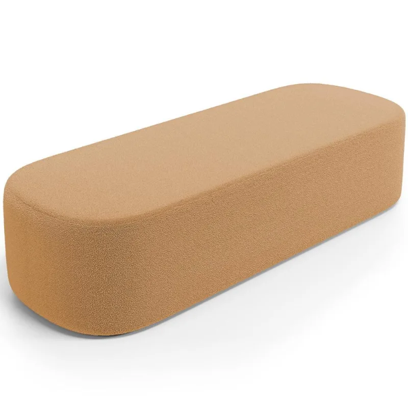 Puff Decorativo Orgânico Para Living Quarto 140cm Doha W01 Bouclê Mostarda - Lyam Decor - Lyam Decor