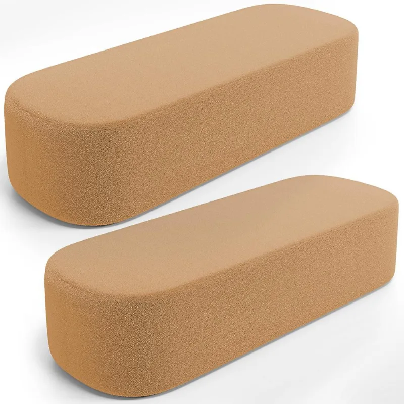 Kit 02 Puffs Decorativos Orgânicos Para Living Quarto 140cm Doha W01 Bouclê Mostarda - Lyam Decor - Lyam Decor