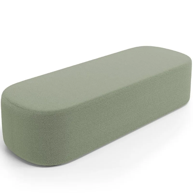 Puff Decorativo Orgânico Para Living Quarto 140cm Doha W01 Bouclê Oliva - Lyam Decor - Lyam Decor