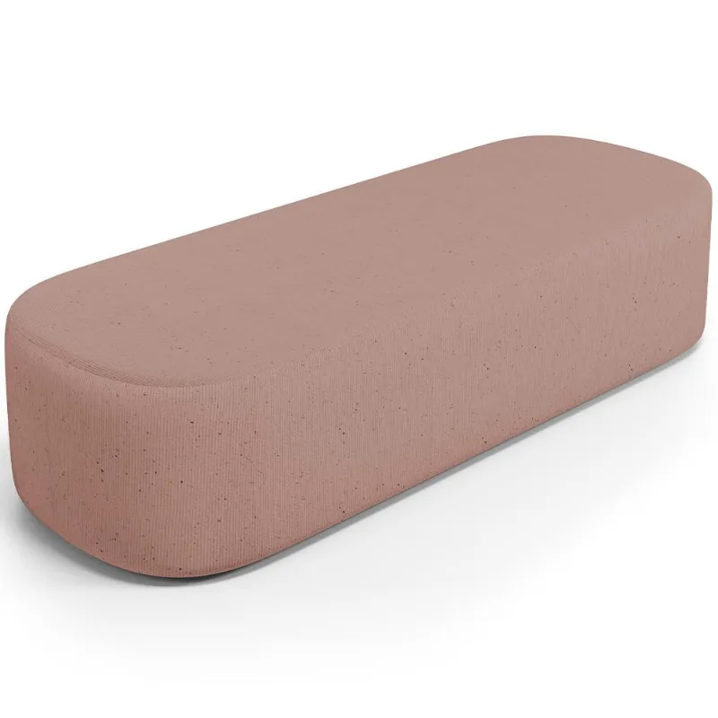 Puff Decorativo Orgânico Para Living Quarto 140cm Doha W01 Linho Rosê - Lyam Decor