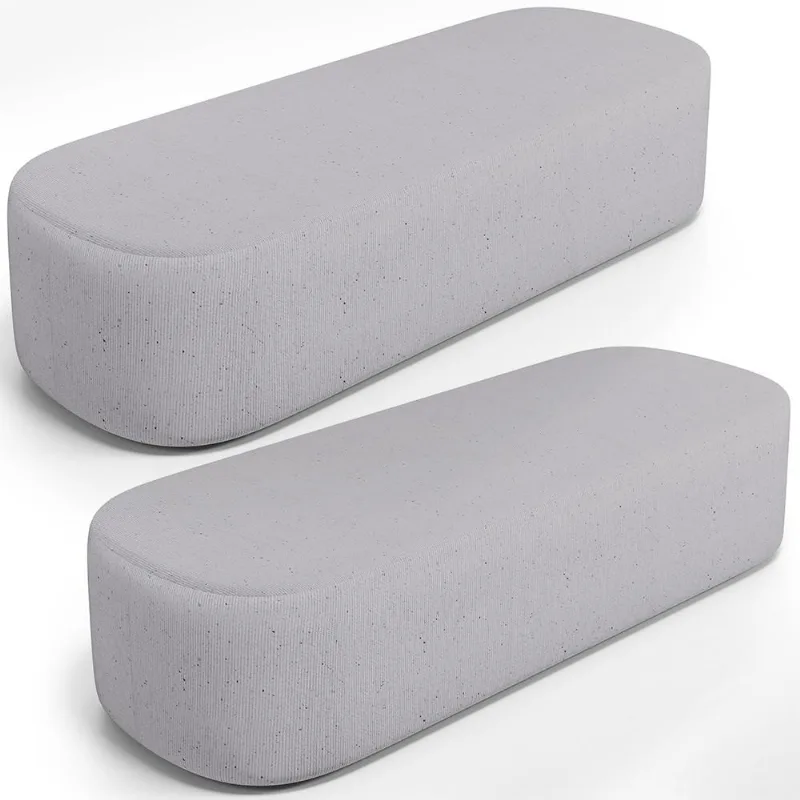 Kit 02 Puffs Decorativos Orgânicos Para Living Quarto 140cm Doha W01 Linho Cinza - Lyam Decor - Lyam Decor