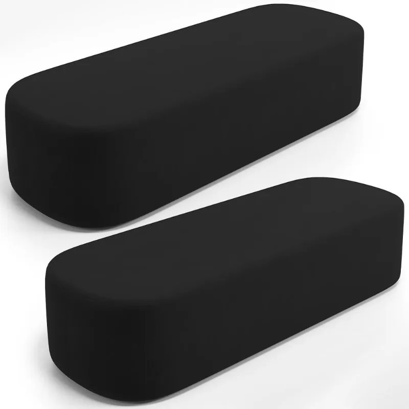 Kit 02 Puffs Decorativos Orgânicos Para Living Quarto 140cm Doha W01 Suede Preto - Lyam Decor
