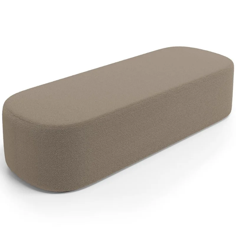 Puff Decorativo Orgânico Para Living Quarto 160cm Doha W01 Bouclê Bege - Lyam Decor - Lyam Decor