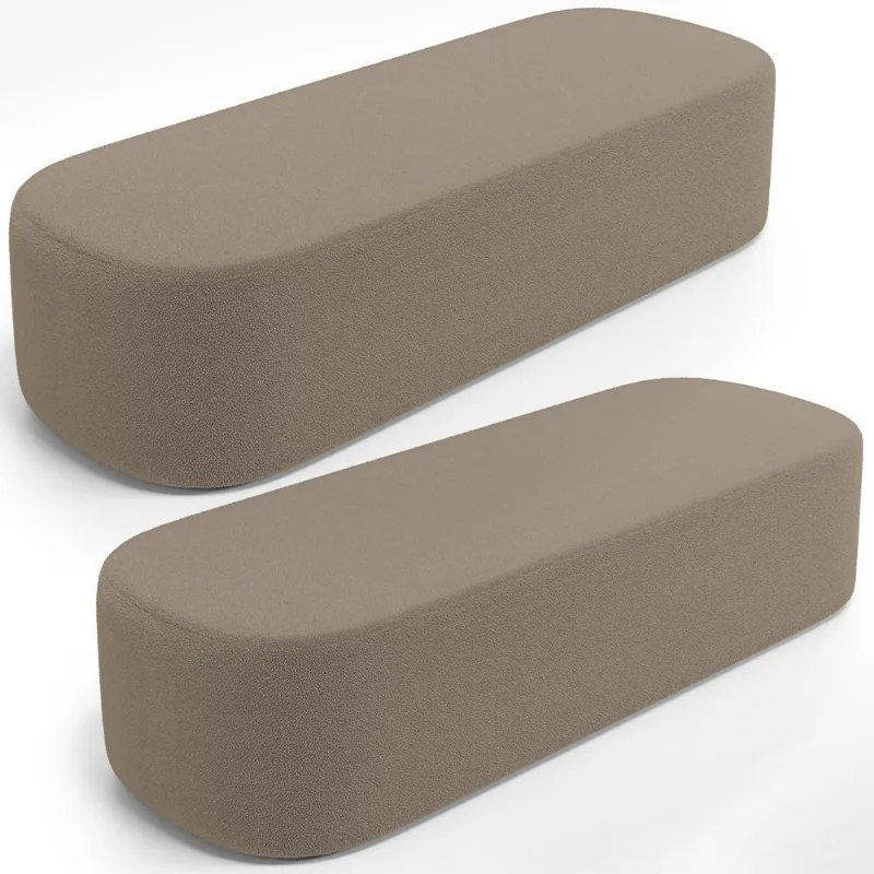 Kit 02 Puffs Decorativos Orgânicos Para Living Quarto 160cm Doha W01 Bouclê Bege - Lyam Decor - Lyam Decor