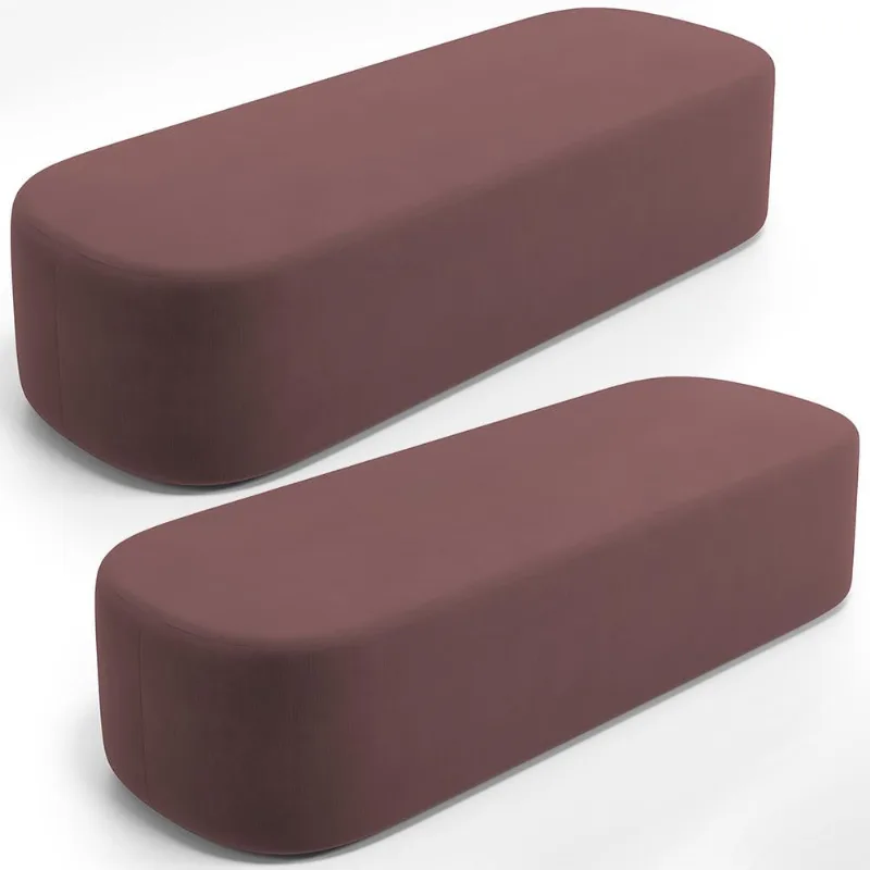 Kit 02 Puffs Decorativos Orgânicos Para Living Quarto 160cm Doha W01 Suede Rosê - Lyam Decor - Lyam Decor