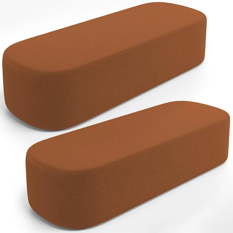 Kit 02 Puffs Decorativos Orgânicos Para Living Quarto 195cm Doha W01 Bouclê Terracota - Lyam Decor - Lyam Decor