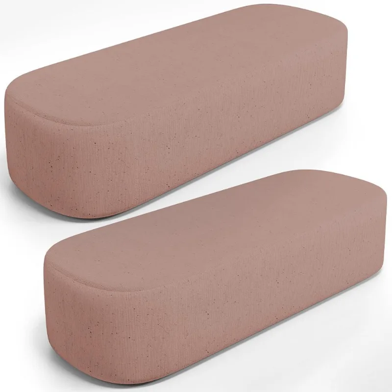 Kit 02 Puffs Decorativos Orgânicos Para Living Quarto 195cm Doha W01 Linho Rosê - Lyam Decor - Lyam Decor