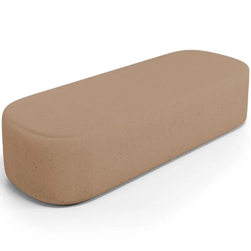 Puff Decorativo Orgânico Para Living Quarto 195cm Doha W01 Linho Bege Escuro - Lyam Decor - Lyam Decor