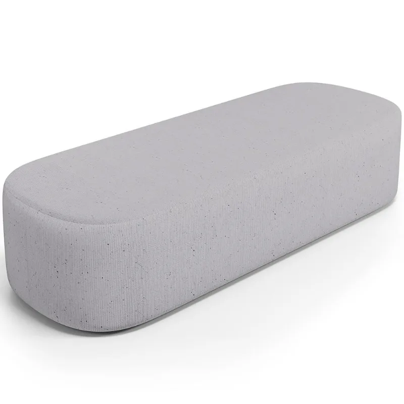Puff Decorativo Orgânico Para Living Quarto 195cm Doha W01 Linho Cinza - Lyam Decor - Lyam Decor