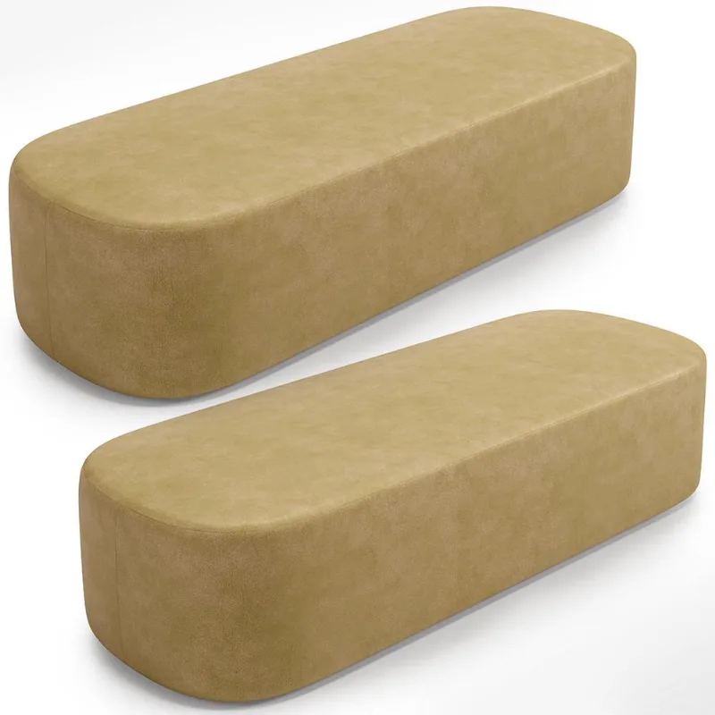 Kit 02 Puffs Decorativos Orgânicos Para Living Quarto 195cm Doha W01 Couríssimo Fendi - Lyam Decor - Lyam Decor
