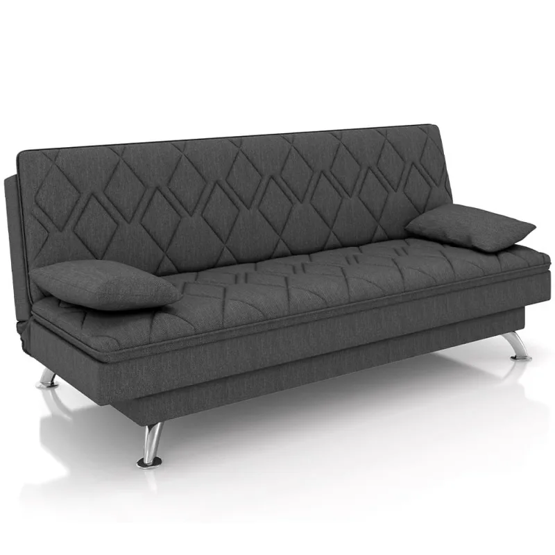 Sofá Cama para Sala de Estar Quarto 193cm Lia M03 Linho Chumbo - Lyam Decor - Lyam Decor - Móveis