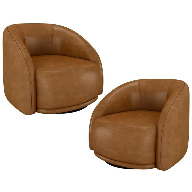Kit 02 Poltronas Decorativas Giratórias Angelina M03 Couríssimo Marrom Lyam Decor - Lyam Decor - Agro