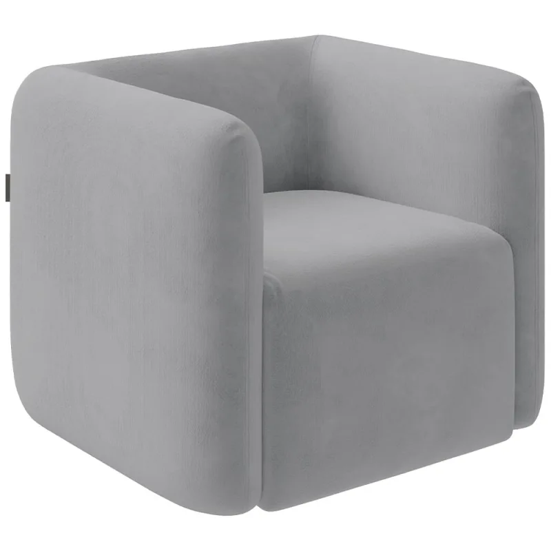 Poltrona Decorativa Para Sala de Estar Fixa Living Peônia K01 Veludo Cinza - Lyam Decor - Lyam Decor - Móveis