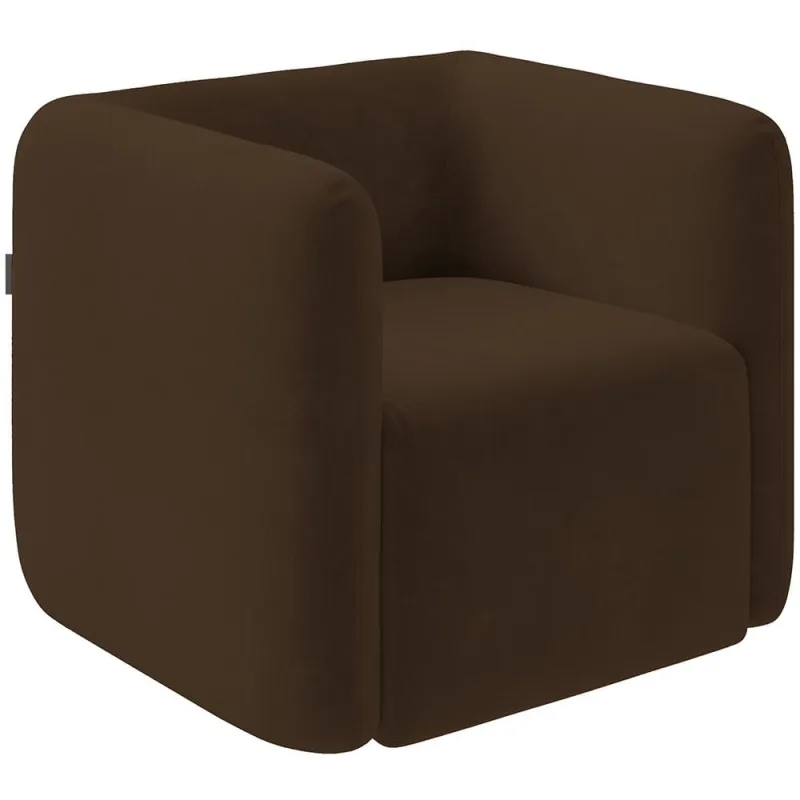 Poltrona Decorativa Para Sala de Estar Fixa Living Peônia K01 Veludo Marrom - Lyam Decor - Lyam Decor - Móveis