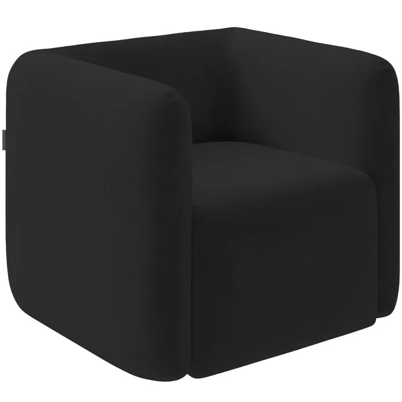 Poltrona Decorativa Para Sala de Estar Fixa Living Peônia K01 Veludo Preto - Lyam Decor - Lyam Decor - Móveis