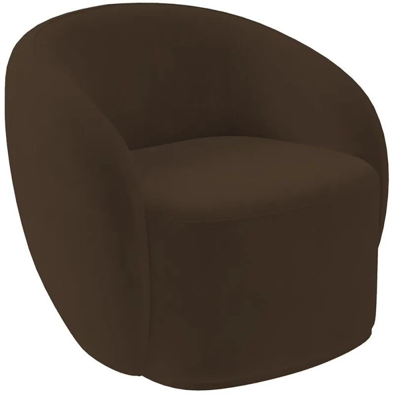 Poltrona Decorativa Para Sala de Estar Living Gliese K01 Veludo Marrom - Lyam Decor - Lyam Decor - Móveis