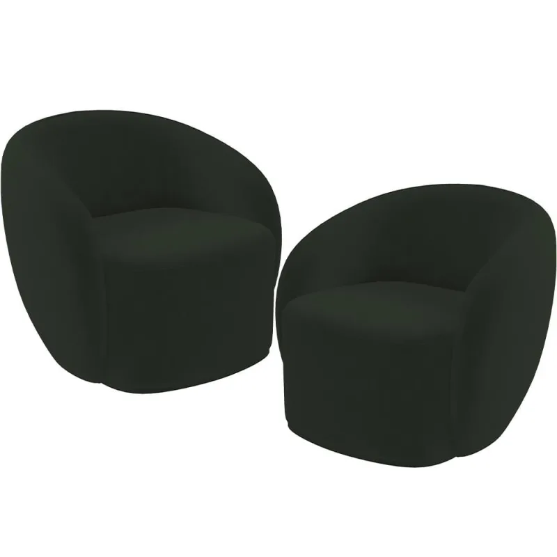Kit 02 Poltronas Decorativas Para Sala de Estar Living Gliese K01 Veludo Verde - Lyam Decor - Lyam Decor - Móveis