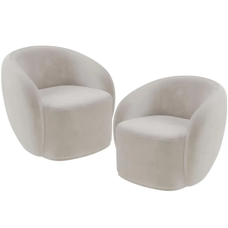 Kit 02 Poltronas Decorativas Para Sala de Estar Living Gliese K01 Veludo Bege - Lyam Decor - Lyam Decor - Móveis