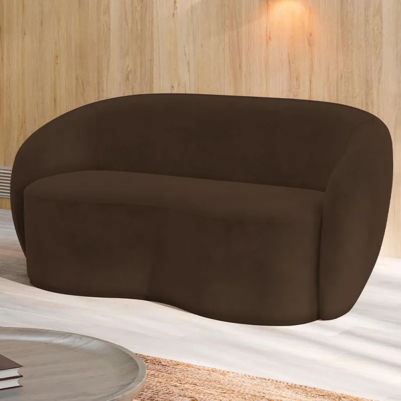 Sofá 3 Lugares 160cm Sala de Estar Living Oscar K01 Veludo Marrom - Lyam Decor - Lyam Decor - Móveis