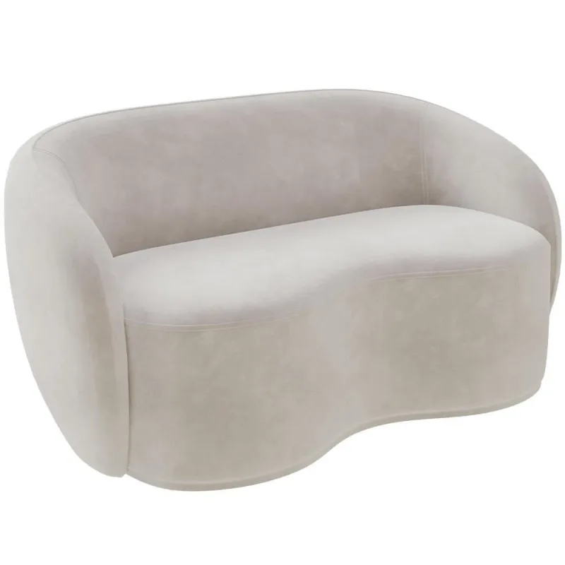 Sofá 3 Lugares 160cm Sala De Estar Living Oscar K01 Veludo Bege - Lyam Decor - Móveis