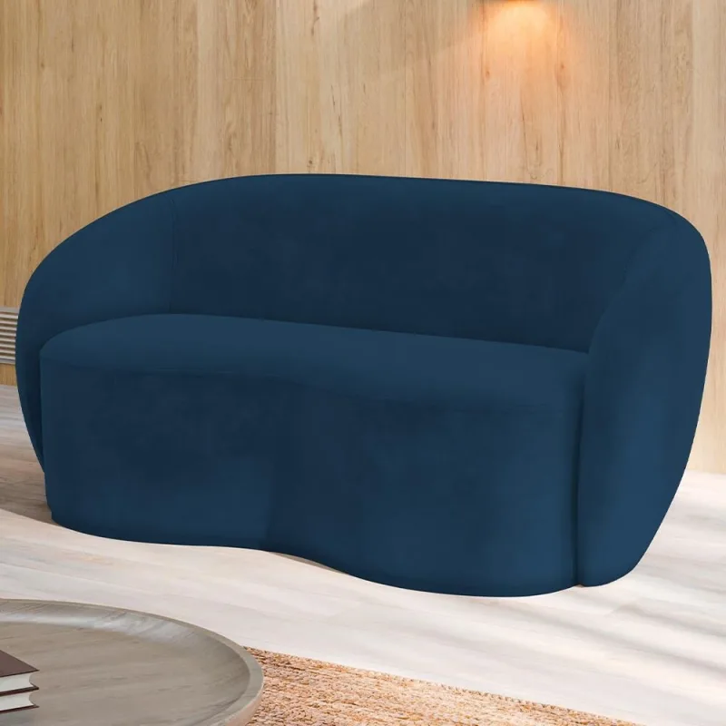 Sofá 3 Lugares 180cm Sala de Estar Living Oscar K01 Veludo Azul Marinho - Lyam Decor - Lyam Decor - Móveis