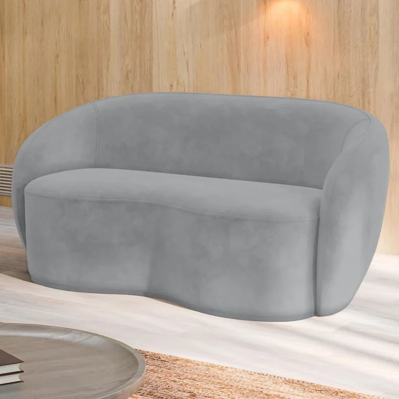 Sofá 3 Lugares 180cm Sala de Estar Living Oscar K01 Veludo Cinza - Lyam Decor - Lyam Decor - Móveis