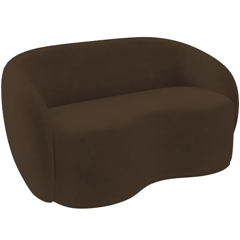 Sofá 3 Lugares 180cm Sala de Estar Living Oscar K01 Veludo Marrom - Lyam Decor - Lyam Decor - Móveis