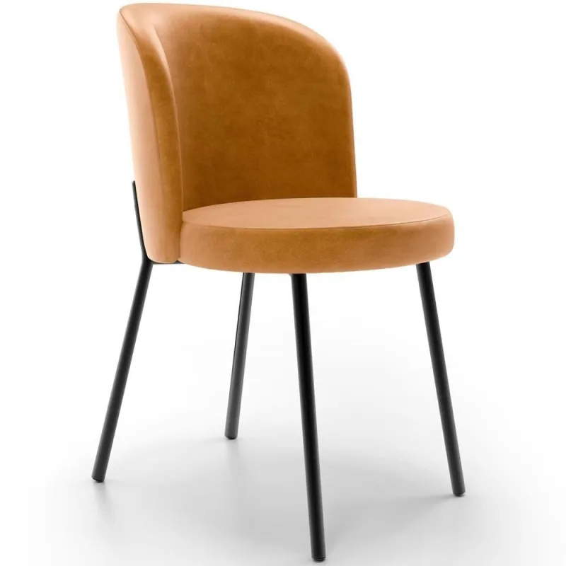 Cadeira Para Sala De Jantar Estofada Gavi L02 Couríssimo Whisky - Lyam Decor - Móveis