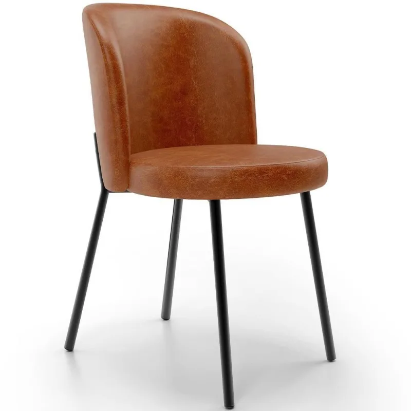 Cadeira Para Sala De Jantar Estofada Gavi L02 Couríssimo Camel - Lyam Decor - Móveis