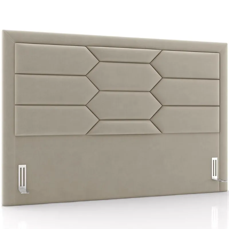 Cabeceira Cama Box Casal 140cm Estofada Nora P05 Veludo Bege - Lyam Decor