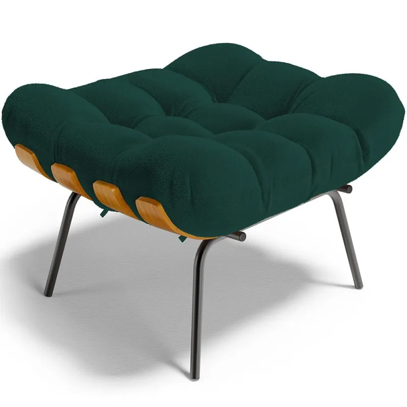 Puff Decorativo Sala de Estar Costela L02 Bouclê Verde - Lyam Decor - Lyam Decor - Móveis