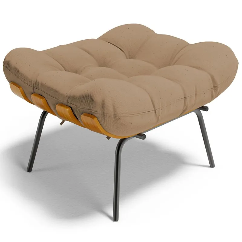 Puff Decorativo Sala de Estar Costela L02 Linho Bege Escuro - Lyam Decor - Lyam Decor