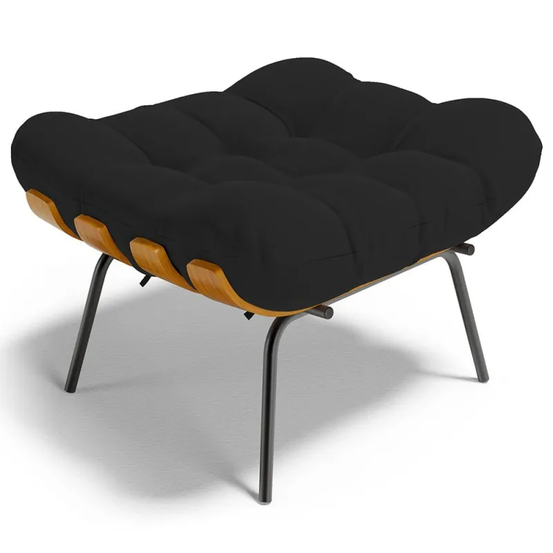 Puff Decorativo Sala de Estar Costela L02 Suede Preto - Lyam Decor - Lyam Decor - Móveis
